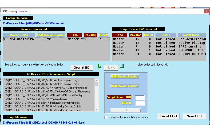 Sioc Setup Screen